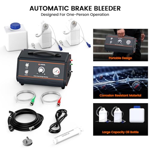ANCEL BR1000 Pressure Brake Bleeder Kit, One Person Brake Fluid Bleeder for Brake Fluid Change & Brake Bleeding, Heavy-Duty Hose, Pressure Gauge & Safety Protection for DIY Garage & Auto Shop