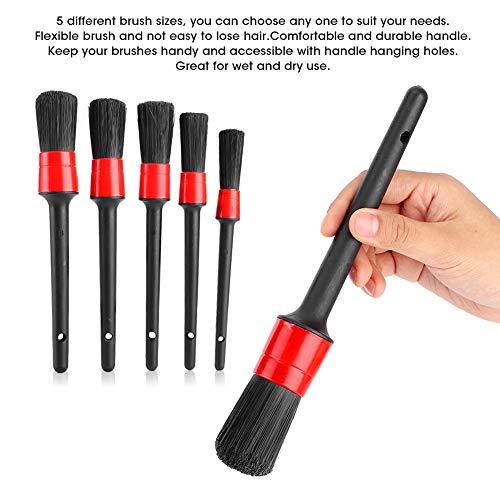 Generic 5pcs Car Detailing Brush Set, Dry Wet Dual Use Versatile Cleaning Tools for Interior, Wheels, and Dashboard, Comfortable Handle with Hanging Holes, for Cleaning Air Vents