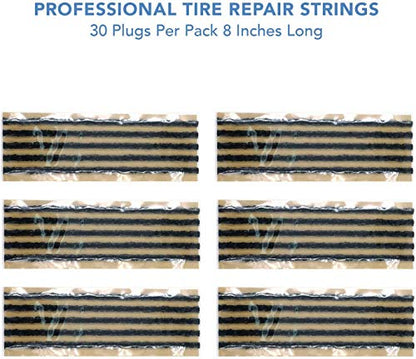 CKAuto 30pcs 8" Black Tire Repair Strings, Automotive Tool Tire Repair Plugs for Tubeless Off-Road Tires Car, Bike, ATV, UTV, Wheelbarrow, Mower - color: Black, size: 8" x φ0.236" 30pcs
