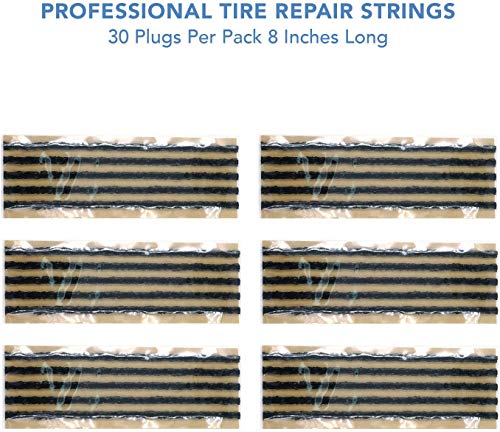 CKAuto 30pcs 8" Black Tire Repair Strings, Automotive Tool Tire Repair Plugs for Tubeless Off-Road Tires Car, Bike, ATV, UTV, Wheelbarrow, Mower (Pack of 2) - color: Black, size: 8" x φ0.236" 30pcs (Pack of 2)