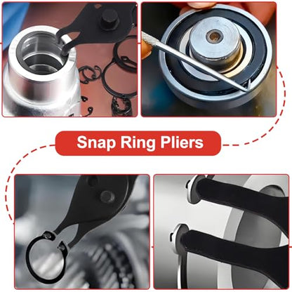 Doaho 10pcs Snap Ring Pliers Set,Internal & External Circlip Pliers for Removal and Installation of Automotive Retaining Rings With Straight/Bent Jaw,Hook and Pick - Storage Case - size: 10 PCS