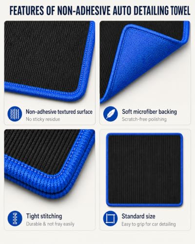 2 PCS Clay Towel, Upgraded Non-Stick Clay Bar Towel for Auto Detailing, 12 x 12 Inch Clay Bar Towel, Microfiber Car Clay Towel, Cleaning and Polishing for Cars, Trucks, and SUV