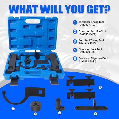 Professional Timing Tool Kit for Jaguar & Land Rover 3.0L V6 / 5.0L V8 Supercharged Engines (2010+ My) - Includes Camshaft Lock, Crankshaft Pulley Puller & Installer, Fuel Injector Puller