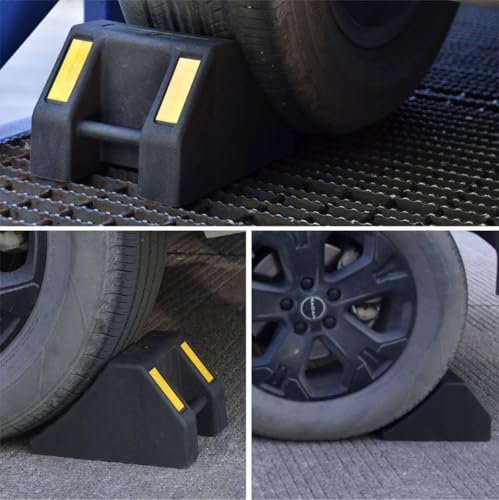 Heavy Duty Rubber Wheel Chocks 4 Packs, Premium Wheel Stopper for Car, Travel Trailers, RV, Truck, and ATV (6 Inch - 4Pack) - size: 6 Inch - 4Pack