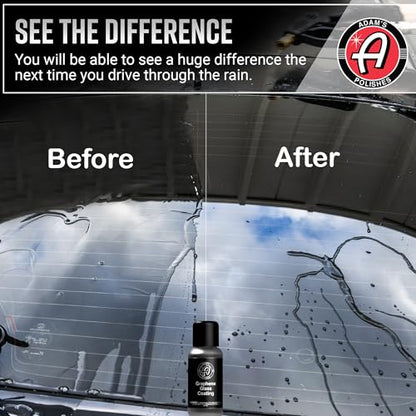 Adam's Polishes Graphene Glass Coating (30ml) - Advanced Rain Windshield Water Repellent for Cars, Shower Doors Mirrors and Other Glass Surfaces | Long Lasting Hydrophobic Graphene Ceramic Coating