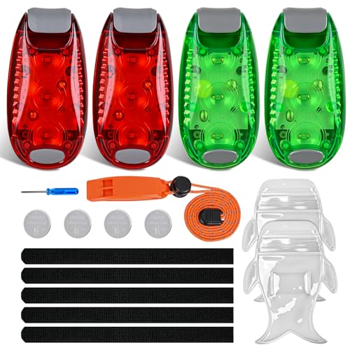 Nilight LED Safety Light 4PCS Red Green Marine Navigation Bike Tail Lights Three Modes Waterproof Reflective Gear Clip On Flash Strobe Indicator Lamp for Night Boating Fishing Cycling Jogging - color: 3LED Safety Light-Red Green
