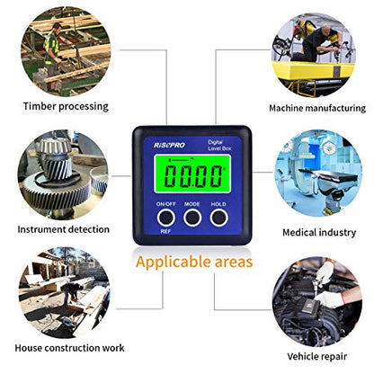 Digital Level Box Angle Gauge Protractor Inclinometer Bevel Box with Data Hold, Magnet Base & LCD Backlight, Calculating for Carpentry, Building, Masonry, Automobile - color: Blue