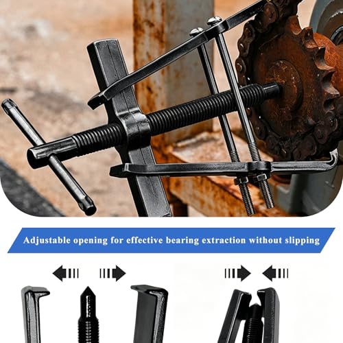 4" 2-Jaw Gear Puller, Adjustable Carbon Steel Flywheel Remover Bearing Gear Puller, Two Claws Separate Lifting Device Pump Removal Tool for Bearings Pulleys Flywheels (Black) - color: Black