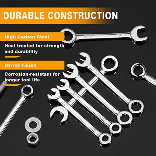 SPEEDWOX 20-Piece Mini Combination Wrench Set, High Carbon Steel, Silver - size: Metric & SAE