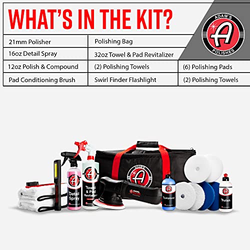 Adam's Polishes Swirl Killer 21mm Complete Polisher Kit (16 Item) - Orbital Polishing Paint Correcting Buffer Tool | Car Scratch Remover, Correcting Polish Black - size: Polishing Kit (16 Items)