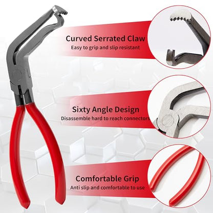 4Pcs Automotive Electrical Disconnect Pliers Set | High Carbon Steel Electrical Connector Pliers, Fuel Line Disconnect Tool & Terminal Separator Removal Kit for Vehicles Trucks