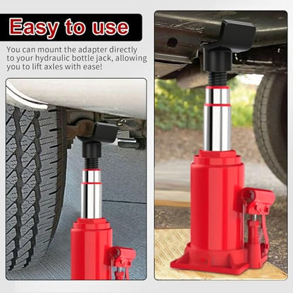 2-in-1 Bottle Jack Adapter - Universal Steel Adapter for Safe Jack Lift, Fits 1.61-Inch (41mm) or Smaller Bottle Jacks, Works with Round Axles (4.5" Max) & Square Axles (3.5" Max) - color: Black-With one jack adapters