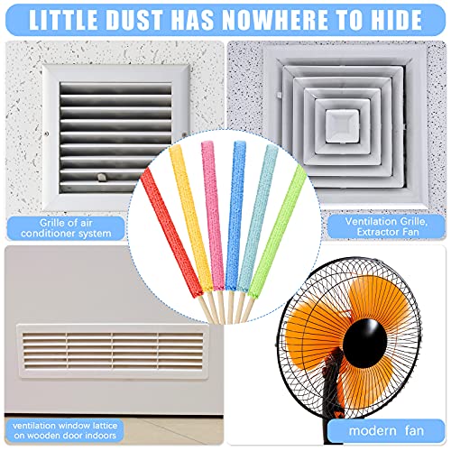 Honeydak 6 Pieces Microfiber Detail Duster Sticks Mini Duster Crevice Cleaning Tool Car Air Vent Cleaner Fan Cleaning Brush for Home Air Vent Window The Smallest Spaces