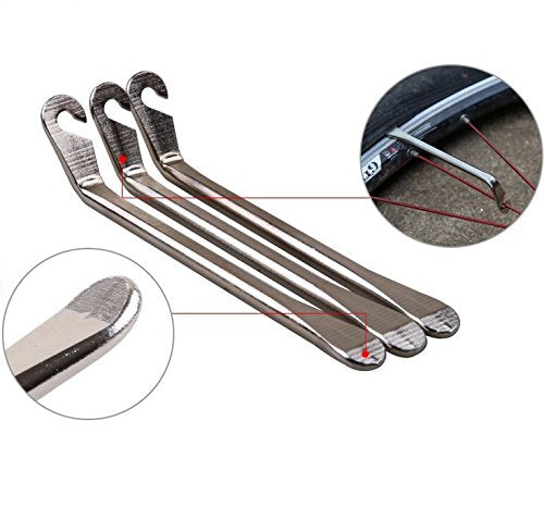 BlueSunshine Bicycle Tire Lever - Premium Hardened Stainless steel Levers to Repair Bike Tube - Must Have Tool Kit for Road Bicyclist - Set of 3