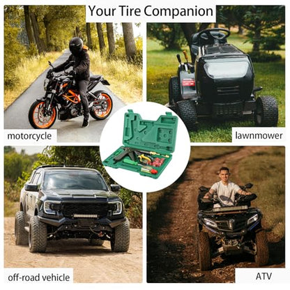 Tire Repair Kit With Plugs Mushroom Tire Plug Kit Tire Patch Kit Heavy Duty Professional Tubeless Tire Gun Puncture Kit for Tyre Punctures and Flats on Cars Motorcycles Trucks and Tractors (Green)