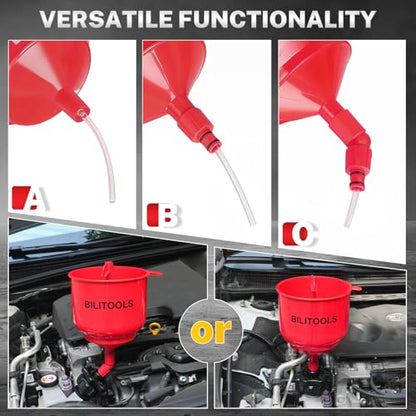 BILITOOLS Coolant Funnel Kit, Automotive Radiator Coolant Filling Tool | No-Spill Universal Radiator Cooling System Bleeding Burping Tool Kit with Vent Tube