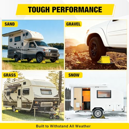 Nilight Wheel Chocks, Heavy Duty Wheel Stopper for Car, Truck, RV, Trailer, Caravan, Motorcycle, 8.7" x 4.8" x 4.2", 2-Pack(Yellow) - color: Yellow