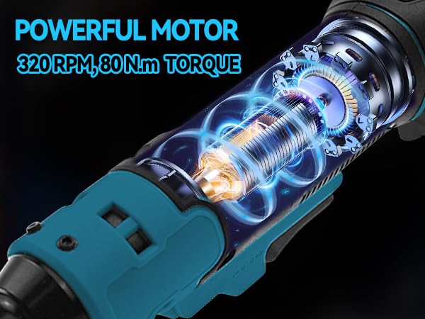 3/8" Extended Cordless Ratchet Wrench for Makita 18V Battery, 320 RPM,80 N.m Electric Power Ratchet,Built-in LED Light, 6" Long Neck