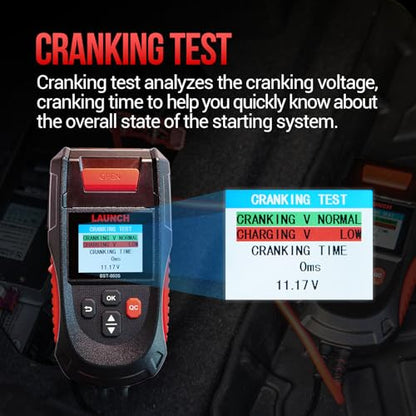 Car Battery Tester 12V 24V Load Tester, Launch BST-860S Digital Automotive Battery Alternator Tester with Printer, Charging Cranking System Analyzer for Cars Trucks Motorcycles SUVs ATVs RVs Boats