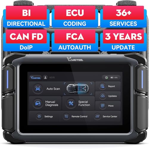 VDIAGTOOL Bidirectional Scan Tool, VD70 OBD2 Scanner Diagnostic Tool with 38 Reset Functions, PMI, Coding, Full System Car Scanner with VAG Guided Function, FCA, CAN FD & DoIP, 3-Year Free Update