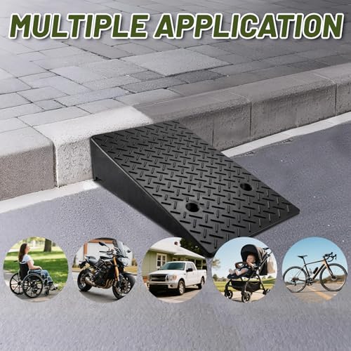 2 Pack Rubber Curb Ramps Driveway ramp, 7.1" H,19.7" L,31.5" W, Heavy Loading (7714LB)/3.5Ton Capacity, shed, Threshold, Motorcycle, Loading, Bikes, Wheelchairs Ramps - size: 7.1" Rise
