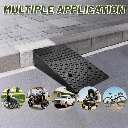2 Pack Rubber Curb Ramps Driveway ramp, 8" H,19.7" L,31.5" W, Heavy Loading (7714LB)/3.5Ton Capacity, shed, Threshold, Motorcycle, Loading, Bikes, Wheelchairs Ramps - size: 8" Rise