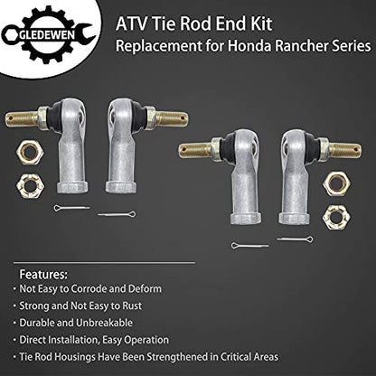 Tie Rod End Kit, Compatible With 2000-2017 Honda Rancher 350/400 / 420 | Ball Joint, Compatible with 03-17 Honda Rincon 650/680, 1989-1990 Honda Pilot 400, Driver Left & Passenger Right Side, 2 Sets - size: 2000-2006 Honda Rancher 350
