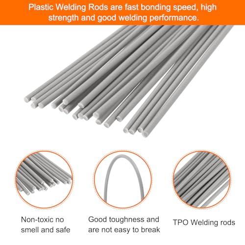MECCANIXITY 20pcs 8 Inch Plastic Welding Rods TPO Welding Strips Welder Rods for Plastic Welder,Car Bumper, Kayak Repair, Grey