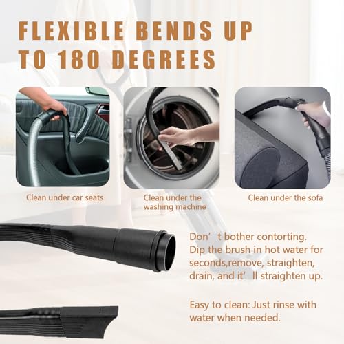 25-Inch Universal Flexible Long Vacuum Attachment Crevice Cleaning Brush Tool Fits for All 1-1/4" (32mm) & 1-3/8" (35mm) Inner Diameter Vacuum Hoses Accessories