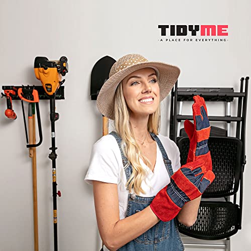 TIDYME Garage Wall Organizer | 64" Heavy-Duty Tool Storage Rack | Adjustable Double-Layer Hooks | 400 lbs Capacity | Carbon Steel Wall Mount Holder for Shovels, Rakes, Ladders & Power Tools - size: 64" (0 Shelves)