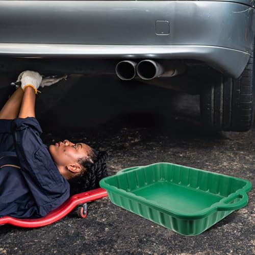 CALLARON 23.5" Oil Drain Pan for Car, Heavy Oil Change Collector Pan Leakproof, Plastic Large Transmission Drain Pan, Changing Oil Pans for Car Truck Engine, Transmission, Fluid Change(Green) - color: Green