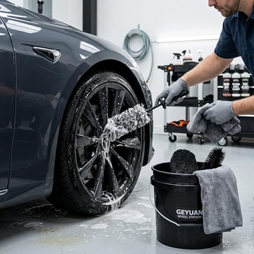 YOUlDIANZI 15Pcs Wheel Brush Kit for Cleaning Wheel and Tire, Wheel and Rim Brush, Car Detailing Brushes, Tire Brush, Bendable & Durable Car Wheel Rim Cleaner Brush Set,Car Cleaning Brush Supplies Kit