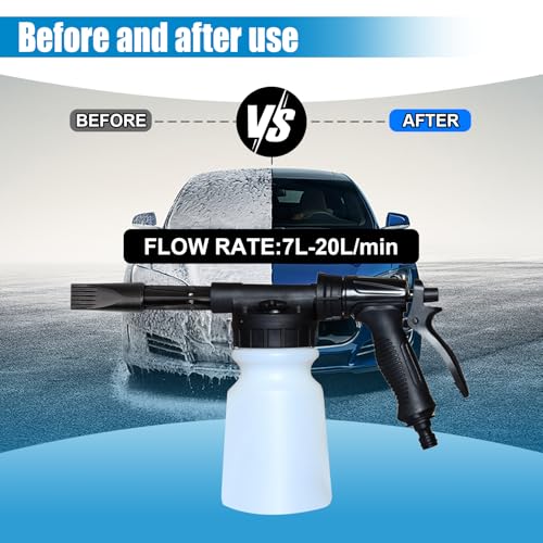 ZIMISI Car Wash Foam Gun, Foam Cannon for Hose, Professional Car Foam Sprayer with 6 Levels Foam Concentration, Spray Gun Cleaner, Connects to Any Garden Hose (Black) - color: Black