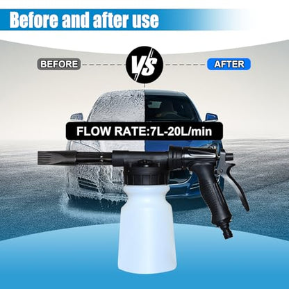 ZIMISI Car Wash Foam Gun, Foam Cannon for Hose, Professional Car Foam Sprayer with 6 Levels Foam Concentration, Spray Gun Cleaner, Connects to Any Garden Hose (Black) - color: Black