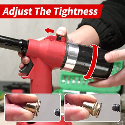 Industrial Hydraulic Pneumatic Riveter Automatic Air Rivet Nut Gun Tool Setting Kit Rivnut Riveting，with Metric & SAE Mandrels (8 Size) - color: Hydraulic Rivet Nut Tool
