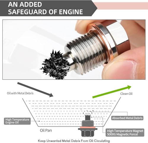 1/2"x20 Stainless Steel Magnetic Engine Oil Drain Plug Fit For Buick Chevrolet Chrysler Ford Dodge GMC Select Models - size: 1/2" x 20