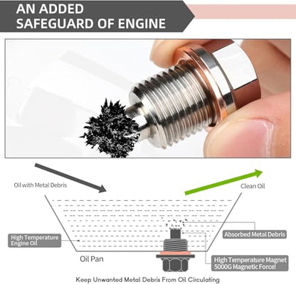 1/2"x20 Stainless Steel Magnetic Engine Oil Drain Plug Fit For Buick Chevrolet Chrysler Ford Dodge GMC Select Models - size: 1/2" x 20