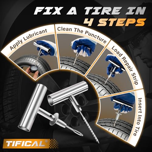 Flat Tire Repair Kit, Tubeless Tire Repair Kit, 32 PCS Car Tire Patch Kit for Cars, Motorcycles, ATVs, Tractors, Lawn Mowers, RVs, Jeeps, Trucks, SUVs and Trailers