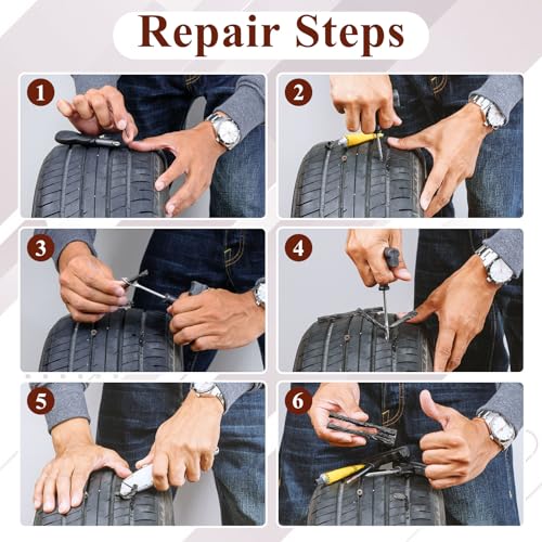 10 Pcs Tire Plugs, 4" x1/4" Rubber Tire Plug Repair Kit for Tubeless Off-Road Tires Car, RV, SUV, ATV, Motorcycle, Truck, Tractor (Black and Red) - color: Black and Red