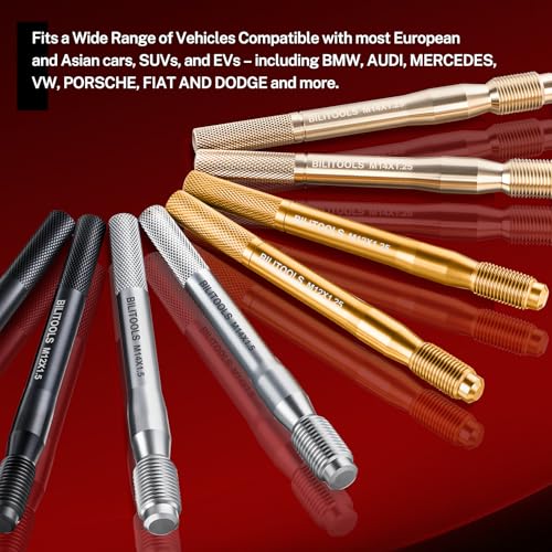 BILITOOLS 8pcs Wheel Hanger Alignment Pin Set, M12 & M14 for Lug Bolts | Carbon Steel, M12x1.25/1.5 & M14x1.25/1.5, Knurled Grip, Precision Threads, for BMW/Mercedes/VW/Audi/Ford/Volvo - style: Wheel Hanger Alignment Pin Set
