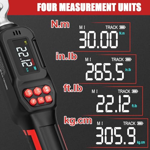 VANPO 1/4 Drive Digital Torque Wrench Set 1.11-22.12 ft.lb, ±2% Accuracy | 1.5-30 N.m Electronic Torque Wrench Set with Bits & Sockets, Buzzer/LED Indicator Alarm, for Carbon Fiber Bike, Motorcycle - size: 1/4-Inch (1.11-22.12 ft.lb/1.5-30 N.m)