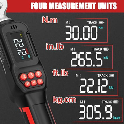 VANPO 1/4 Drive Digital Torque Wrench Set 1.11-22.12 ft.lb, ±2% Accuracy | 1.5-30 N.m Electronic Torque Wrench Set with Bits & Sockets, Buzzer/LED Indicator Alarm, for Carbon Fiber Bike, Motorcycle - size: 1/4-Inch (1.11-22.12 ft.lb/1.5-30 N.m)