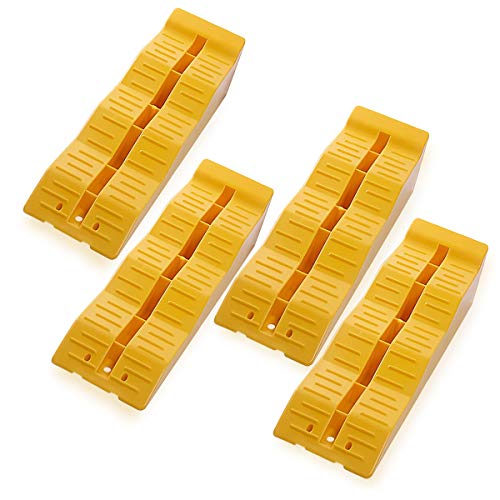 ZONETECH Automotive Leveling Ramps - 4 Packs Premium Quality Camper Trailer SUV Car Wheel Chocks, Leveler, Stabilizer on Uneven Ground- Great for Raising Auto - color: Yellow 4