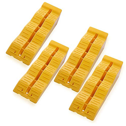 ZONETECH Automotive Leveling Ramps - 4 Packs Premium Quality Camper Trailer SUV Car Wheel Chocks, Leveler, Stabilizer on Uneven Ground- Great for Raising Auto - color: Yellow 4