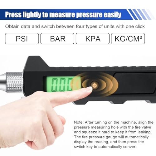 Digital Tire Pressure Gauge 230 PSI, Stainless Steel Dual Head Tire Gauge for Truck RV, Heavy Duty Tire Pressure Gauge with Backlit LCD and Flashlight for Easy and Accurate Reading