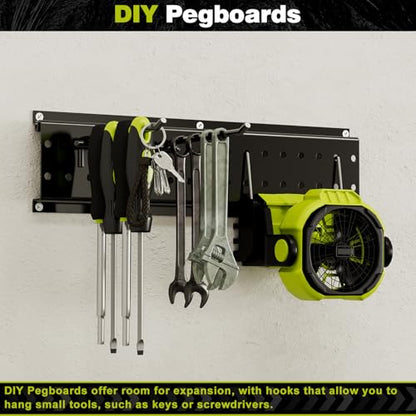 NattyDot 49.5" Garage Tool Wall Organizer, 9 Shed Hooks for Shovels, Black | Wide 49.5-inch Wall Rack 9 Hooks for Skis, Shovels and Garden Tools, Creating Tidy Garage, Workshop and Shed Storage