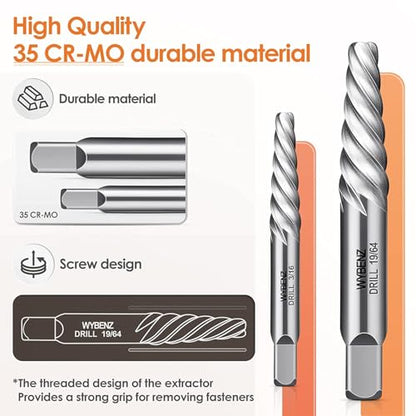 14Pcs Screw Extractor and Left Hand Drill Bits Set, Easy Out Screw Extractor Set, Broken Bolt Extractor Kit Bolt Remover, Reverse Cobalt HSS Steel Drill Bit for Remove Stripped Screws and Broken Bolts - size: 14PCS