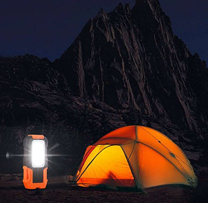 TORCHSTAR 2-Pack Portable LED Work Light, Hanging Hook, Magnetic Flashlight | Battery Operated, COB Pocket Work Lights for Car Repairing, Emergency, Hiking, Camping