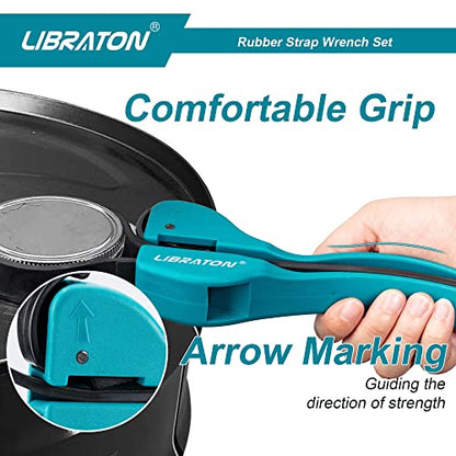 LIBRATON Strap Wrench 2-piece Multifunctional Adjustable Wrench Tools Oil Filter, Jar Opener
