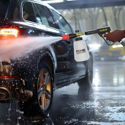 Pressure Washer Gun with Foam Cannon & 50ft Power Washer Hose 3600PSI Kit | POHIR 3/8'' Quick Connector & M22 15mm/14mm Fittings & 7 Nozzle Tips, Power Washing Hose and Gun Kit with 15" Extension Wand